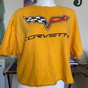 yellow cut off graphic T-shirt